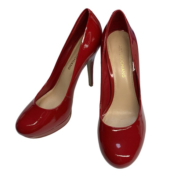 Arturo Chiang Red Kitten Heels 5” - Picture 3 of 5